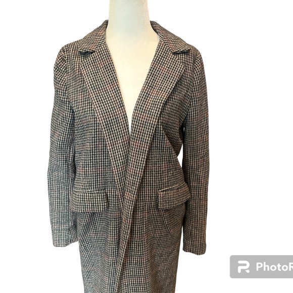 Brown Houndstooth Coat Size S - Picture 2 of 8